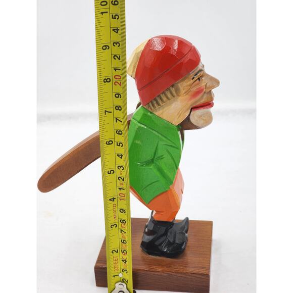 Nutcracker German Fisherman Fishing Hand Wood Carved Vintage Rare 9" - Picture 5 of 10